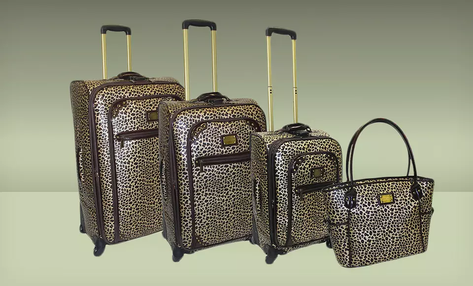 $249.99 for an Adrienne Vittadini Leopard-Print 4-Piece Luggage Set ($1,320 List Price). Free Shipping and Returns. - Primary Image