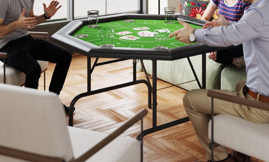 Image 1: SPORTNOW Poker Set and Foldable Poker Table 
