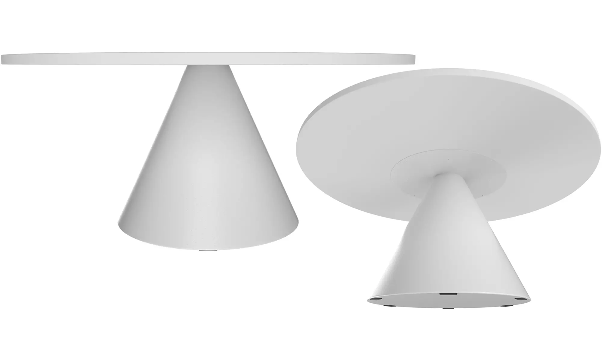 Mesa de comedor Artù en madera con base cónica de metal