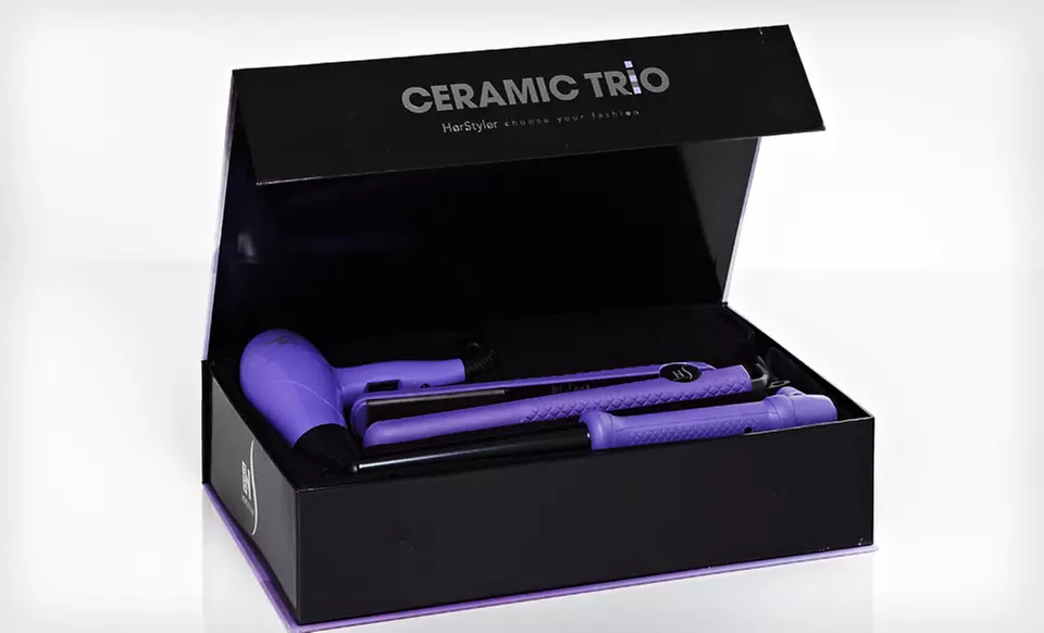 $59 for a Ceramic Styling Trio with Dryer, Straightener, and Curling Iron ($400 List Price). Free Shipping and Returns. - Second Medium
