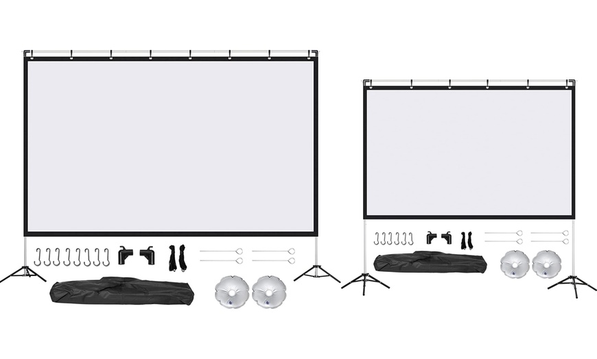 Image 2: HomCom World Cup Projector Screen and Stand