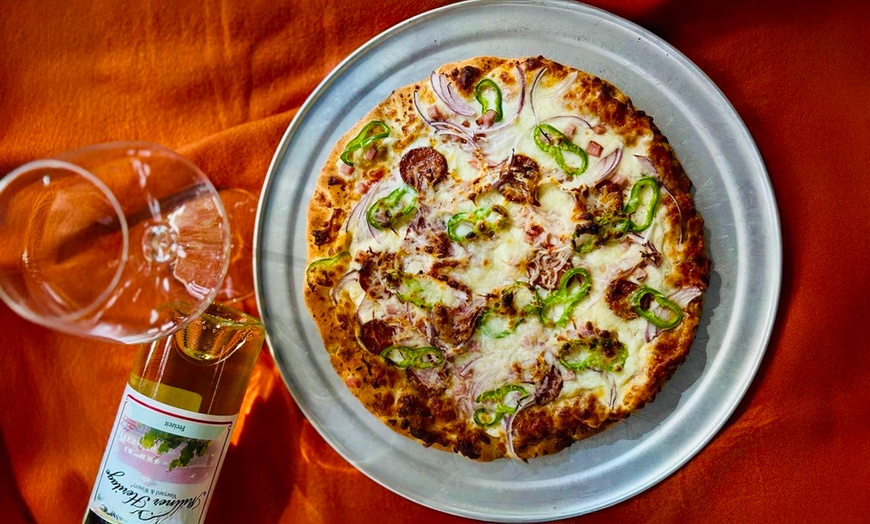 Image 2: Wine Flights, Hungarian Pizza, & Souvenir Wine Glasses for Two or Four