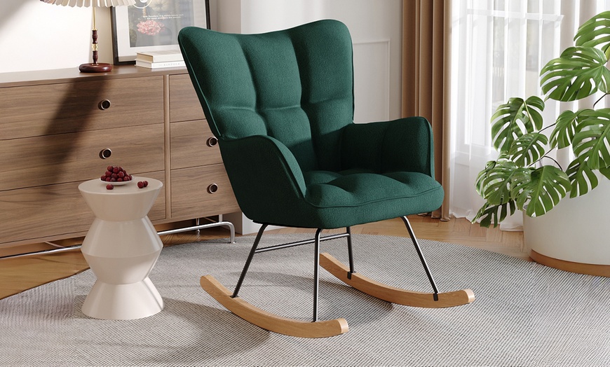 Image 5: Living And Home Tufted Rocking Chair in Assorted Colours