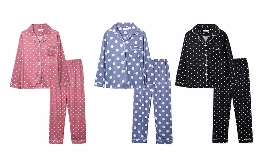 Image 1: Long-Sleeve Polka Dot Pyjamas