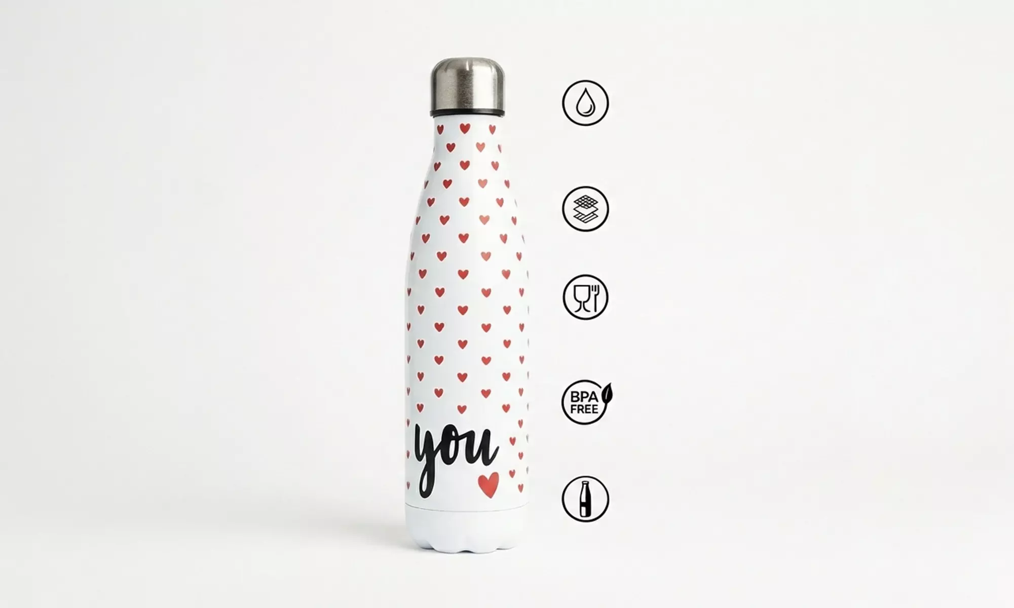 2er-Set Thermoflaschen 500 ml mit dem Aufschrift „you“ und „me“