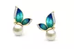 18K Gold Plated Faux Pearl and Crystal Butterfly Stud Earring or Ring - Second Medium
