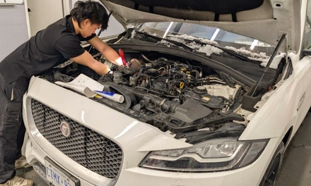 Full Synthetic Oil Change (Liquimoly), Brake Service, 15-Pt Inspection & Pre/Post Diagnostic Scan - Up to 5L - Boundless Performance