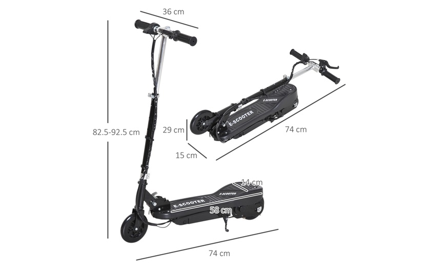 Image 5: HomCom Foldable Kid's Electric Scooter in Black