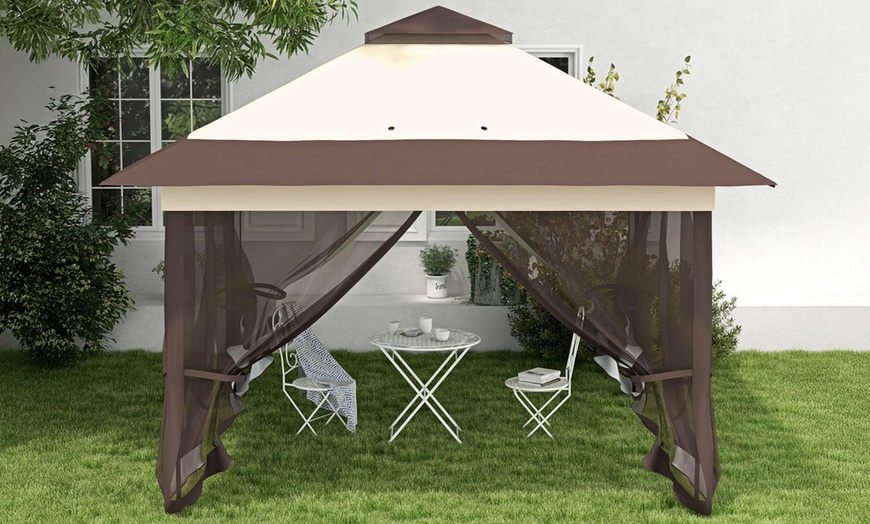 Image 3: Outsunny 3.6 x 3.6 m Pop-up Gazebo with Netting