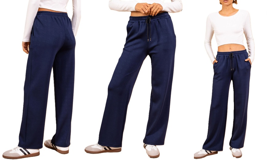 Image 19: Plain and Seam Front Wide Leg Trousers
