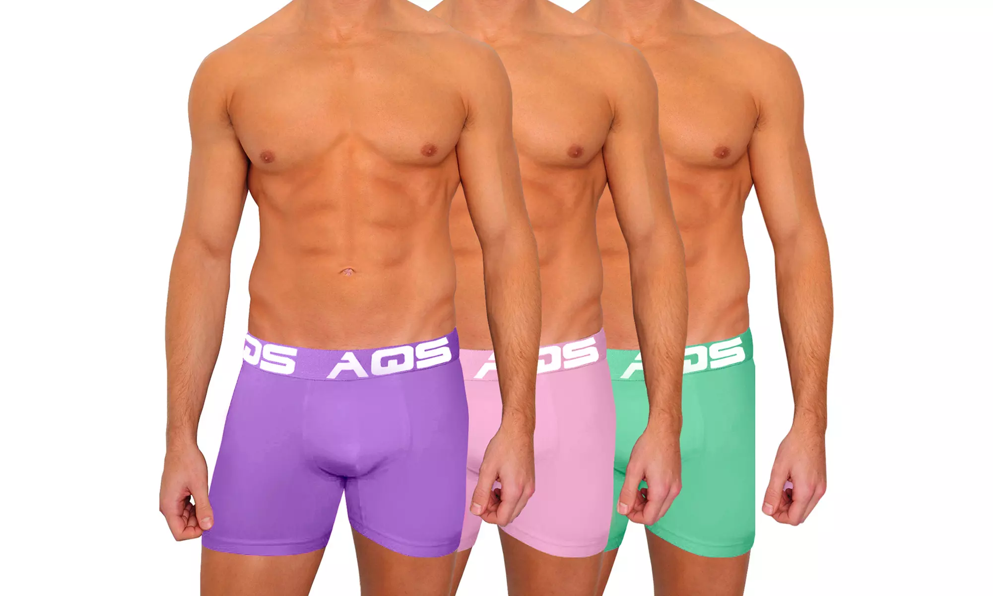 3 Pack AQS Men's Colorful Boxer Briefs 