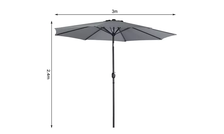 Image 7: 3m Grey Rotating Parasol with Four Base Styles 