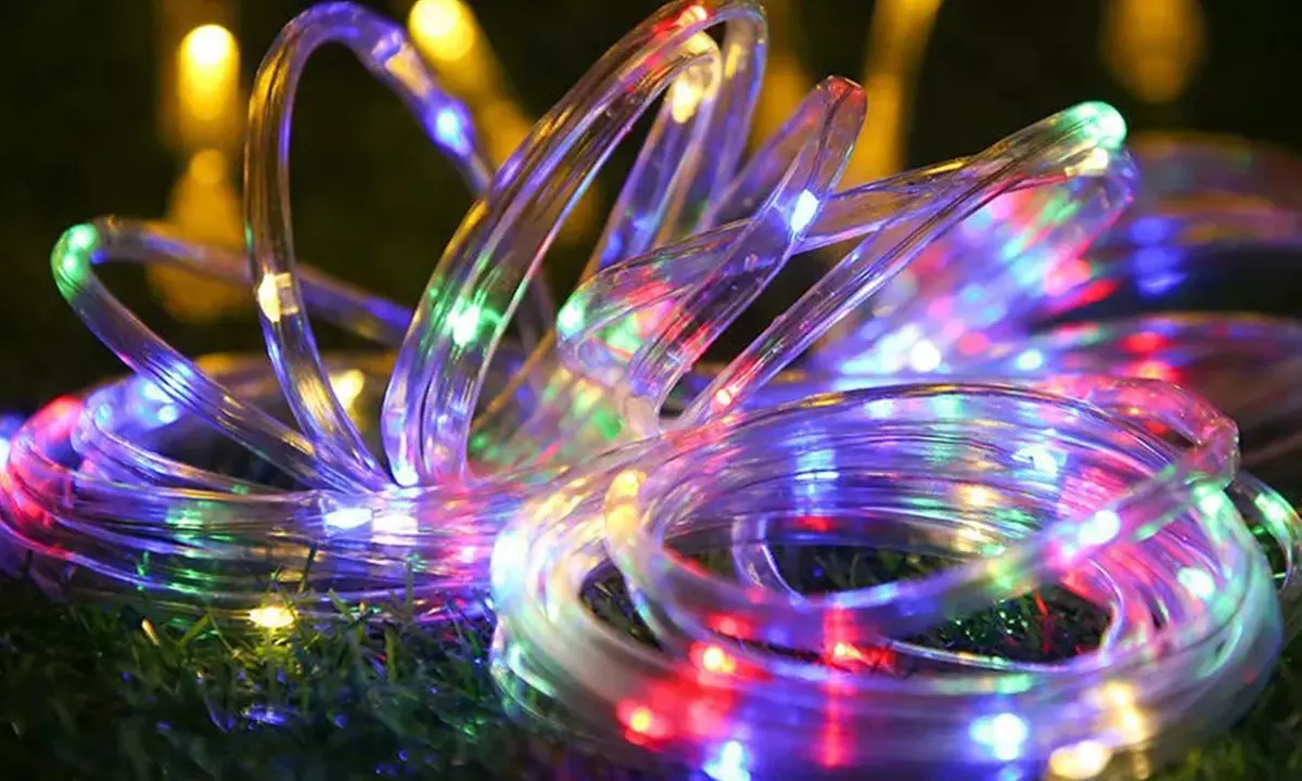 LED Solar-Powered Rope Tube String Lights