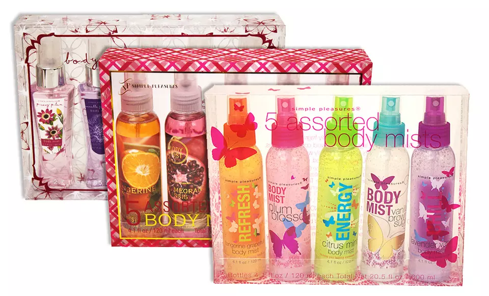 Simple Pleasures 5-Bottle Body Mist Sets. Multiple Sets Available. - Primary Image