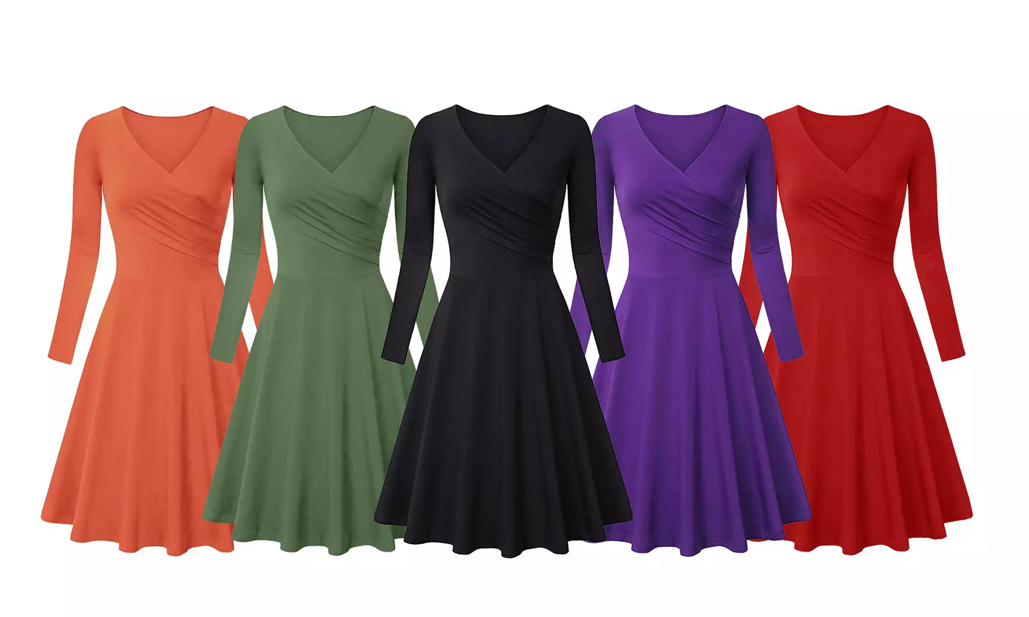 Haute Edition Women's Long-Sleeve V-Neck Skater Easter Dress. Plus Sizes Available. - Primary Image