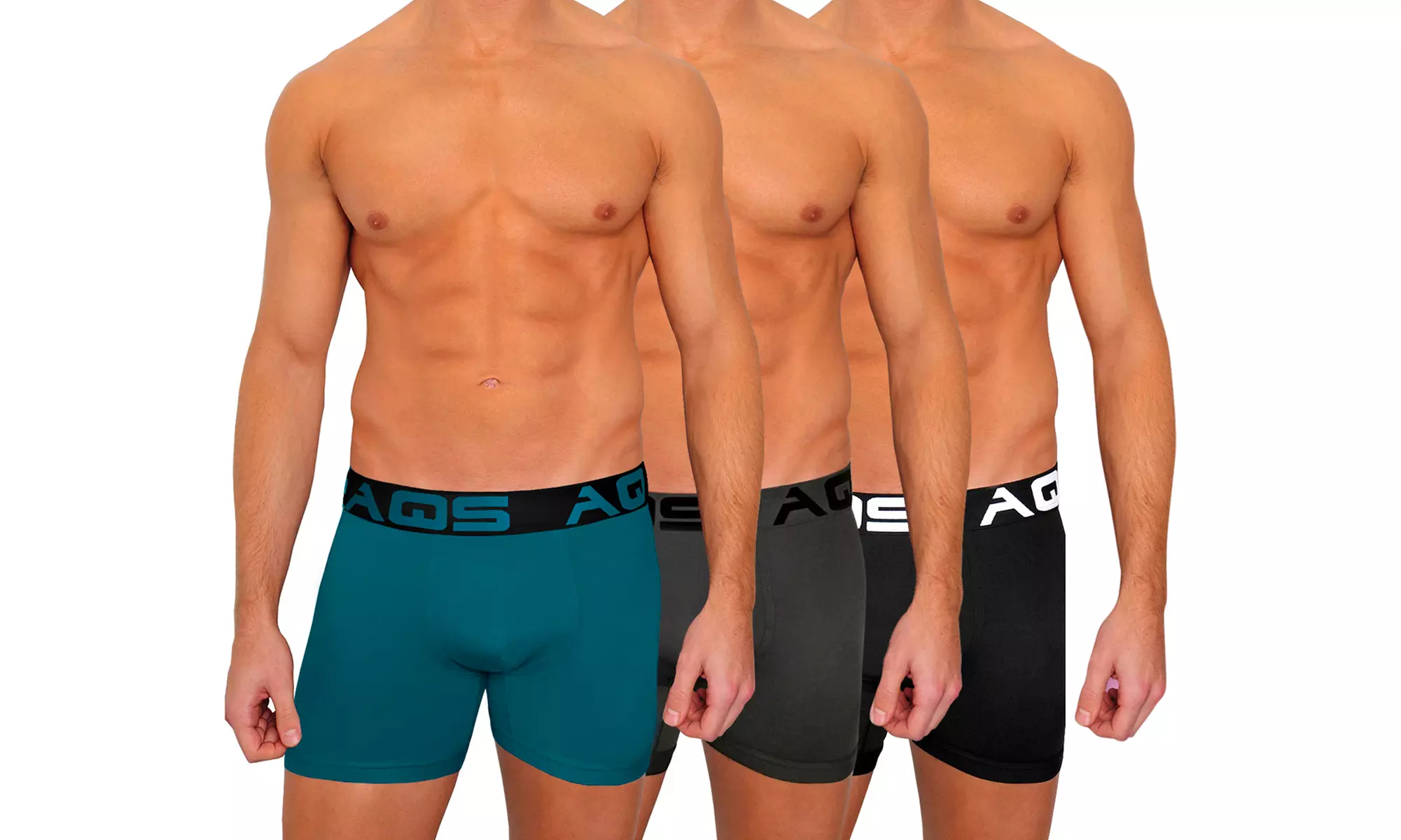 3 Pack AQS Men's Colorful Boxer Briefs 