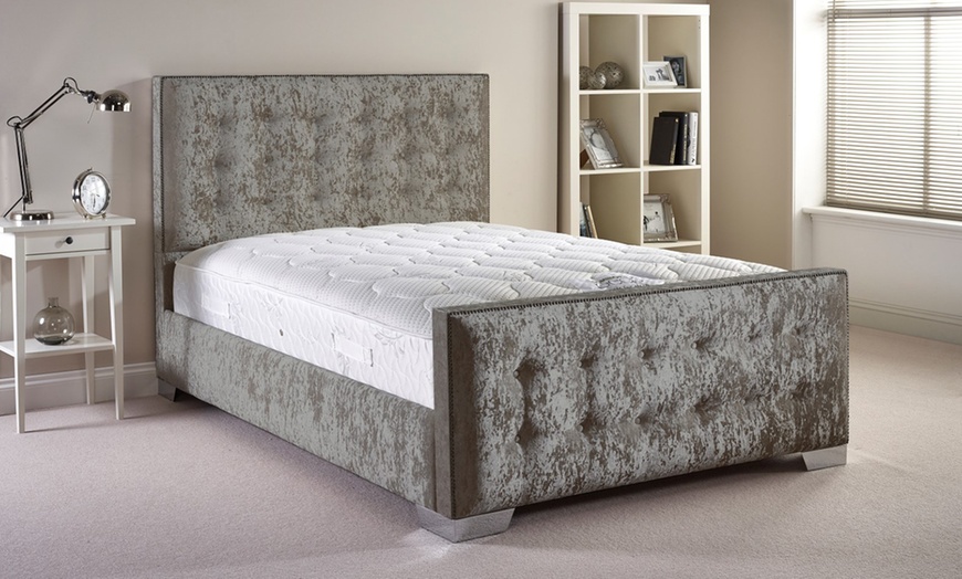 Image 1: Hand Crafted Fabric Bed Frame