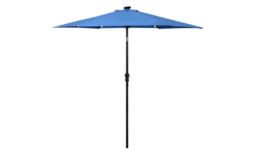 Image 14: 9ft. Patio Umbrella Solar LED Lights Steel Tilt with Crank