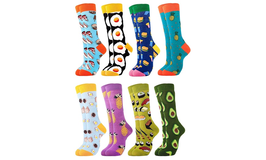 Image 2: 1 of 8 paar kleurrijke sokken met print