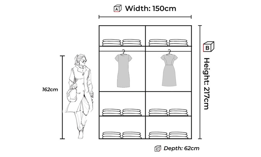 Image 17: Chicago Double-Sliding Full-Mirrored Door Wardrobe