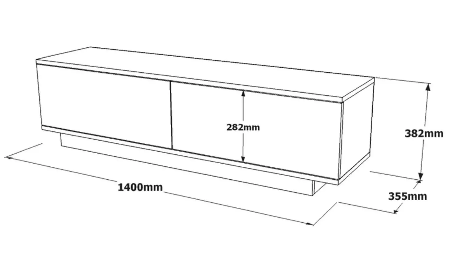 Meuble TV design Kocoon 140 cm, collection "Romi"
