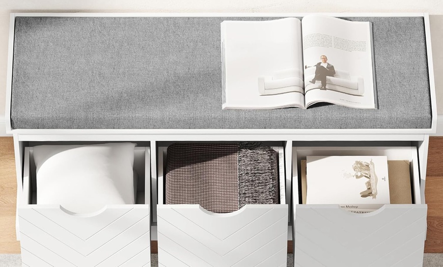 Image 11: HomCom Shoe Storage Bench 