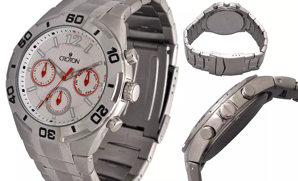 Croton Multifunction Men's Stainless Steel Watch with Blue or White Dial. Free Returns. - Image 3