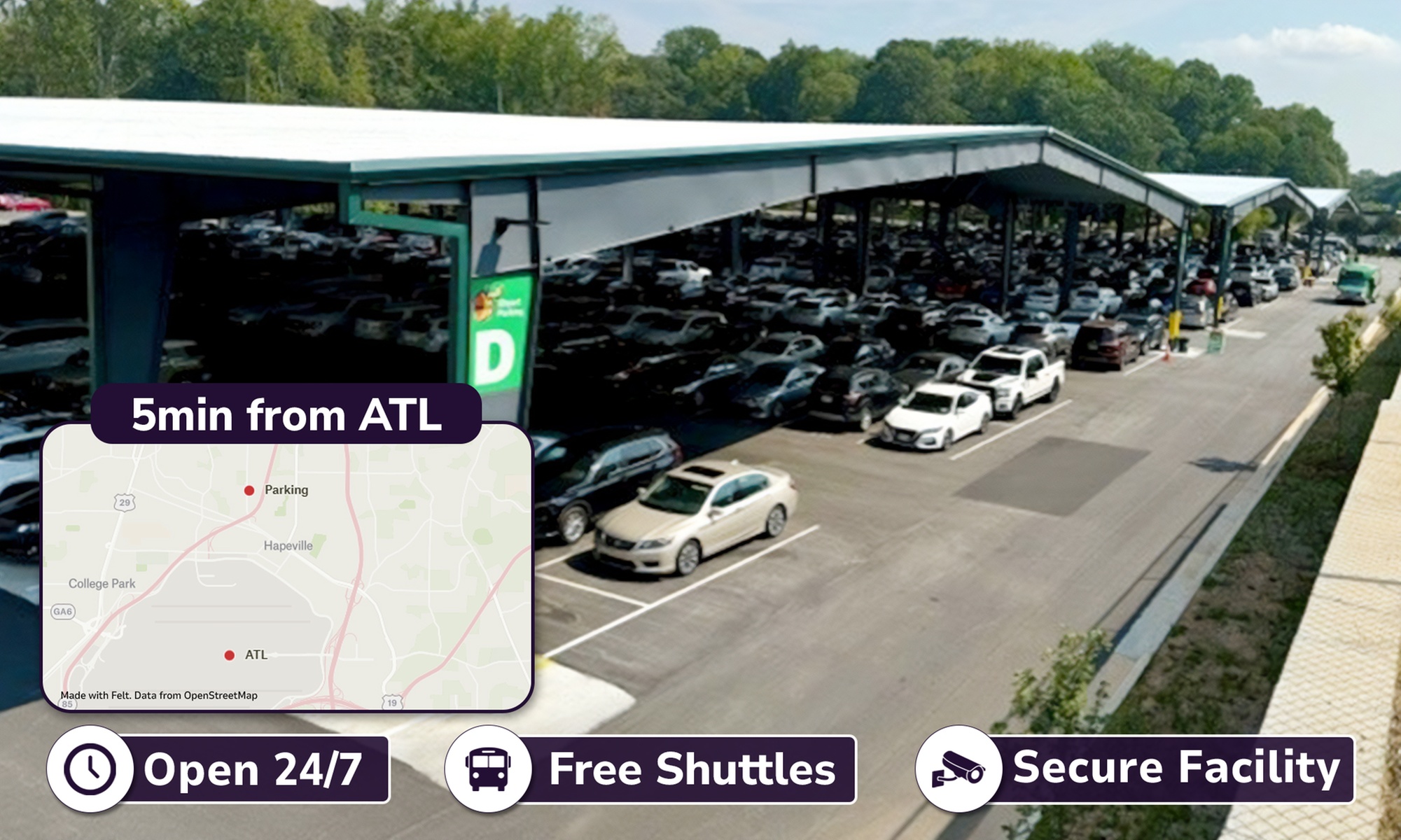 2, 4, 6, or 10-Day ATL Covered Airport Parking, Up To 35% Off