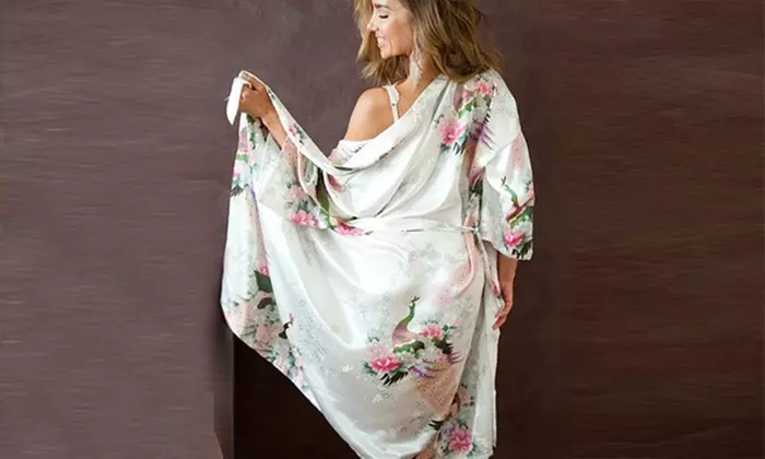 Japanese Inspired Silky Kimono Robes in Choice of Colour for £13.99 - Primary Image