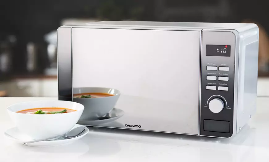 Image 4: Daewoo Callisto Glass Kettle, Two-Slice Toaster and Microwave Set