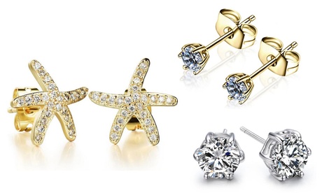 1 ou 2 boucles d'oreilles plaqué rhodium ornées de cristaux Van Amstel