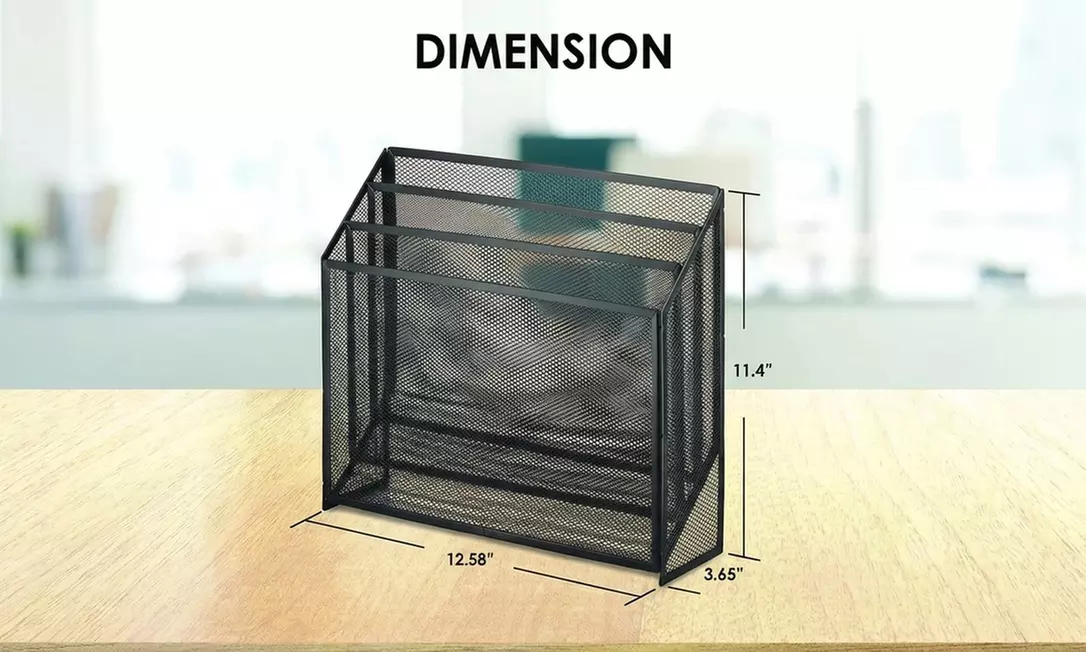2 pack of 3-Slot Steel Mesh Desk File Organisers