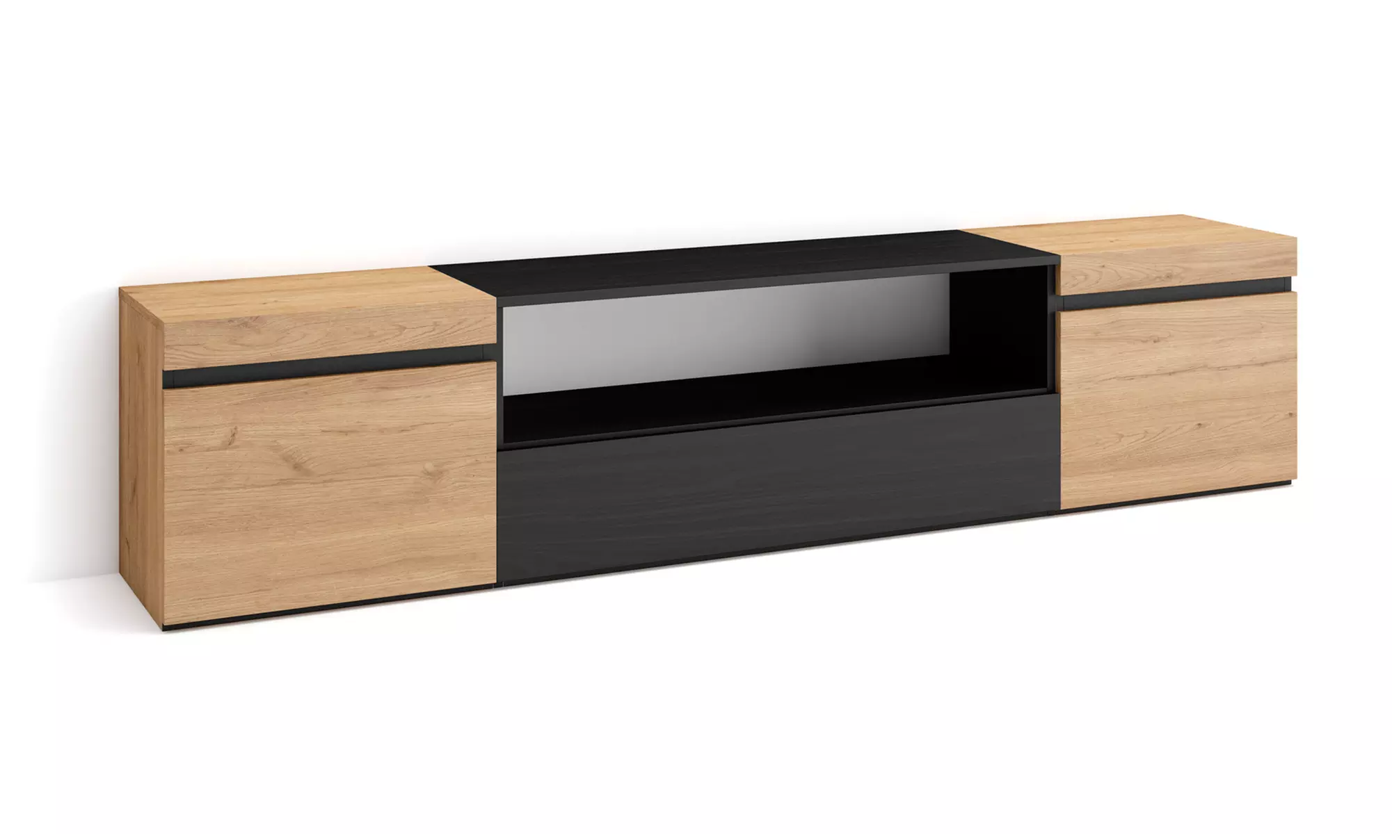 Mobile Porta TV Moderno (200cm) - Scegli tra Camino Elettrico 3D o Vano Extra