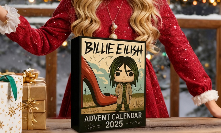Image 1: Billie Eilish Inspired 2D Advent Calendar, Music-Themed Design