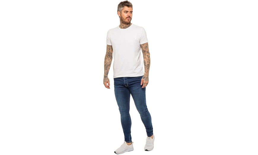 Image 12: Enzo Men's Super Stretch Skinny Denim Jeans