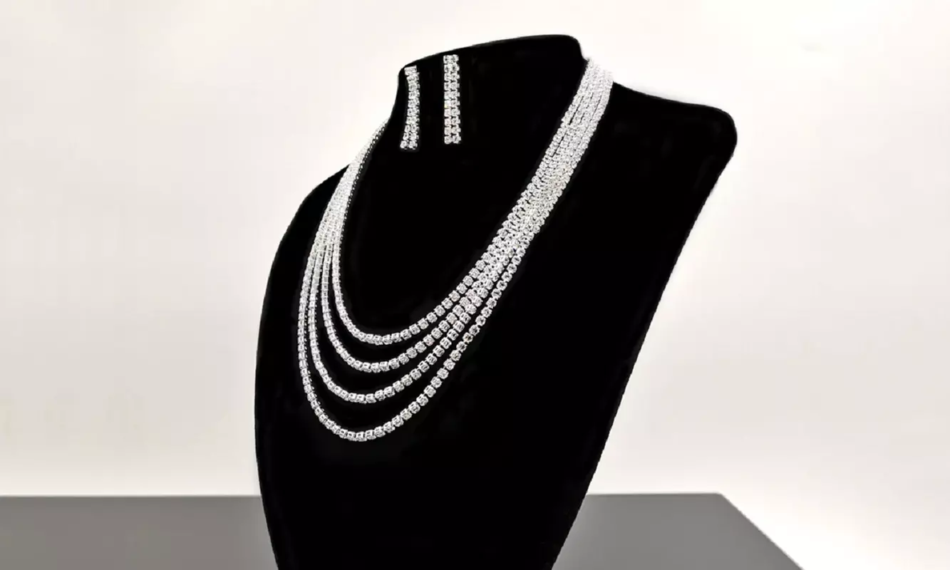 Conjunto de collar Swarovski® y aretes solitarios - Primary Image