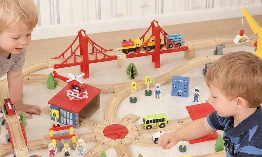 Image 6: AIYAPLAY Wooden Train Set, Mine-Themed or with Crane