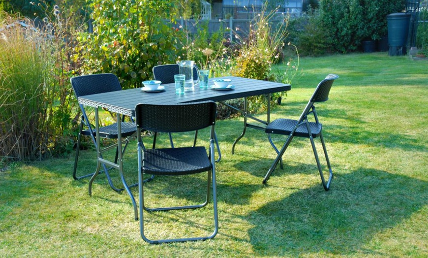 Image 1: Foldable Plastic Table and Chair Set Collection
