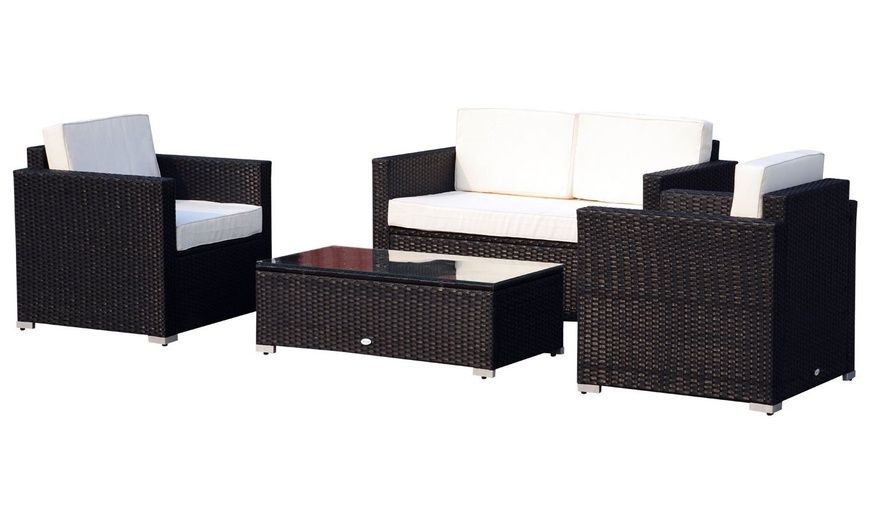 Image 2: Outsunny 4-Seater Rattan Set