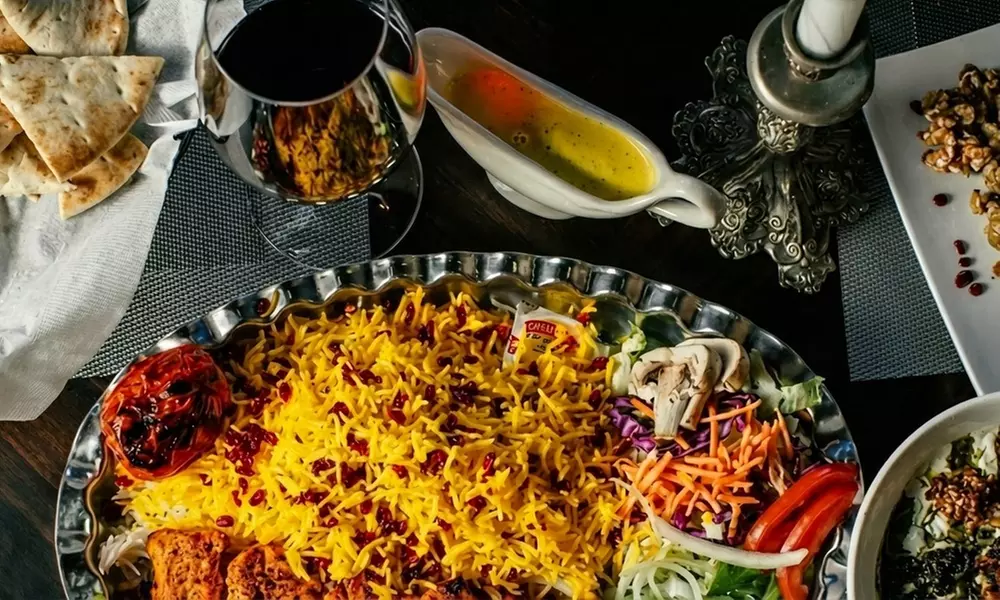 Persian Meal for 2 or 4: Appetizers, Main Dishes, Dessert and Drinks