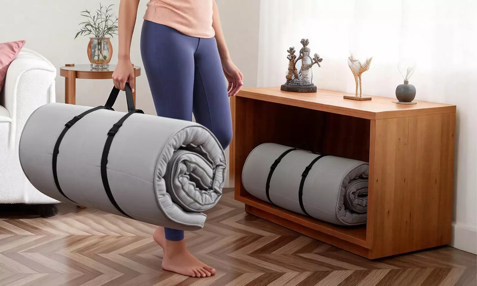 Roll Up Foldable and Portable Mattress Topper
