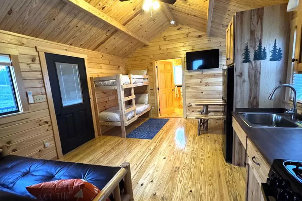 New Tiny Home Log Cabin Stays at Alpen Bluffs Outdoor Resort