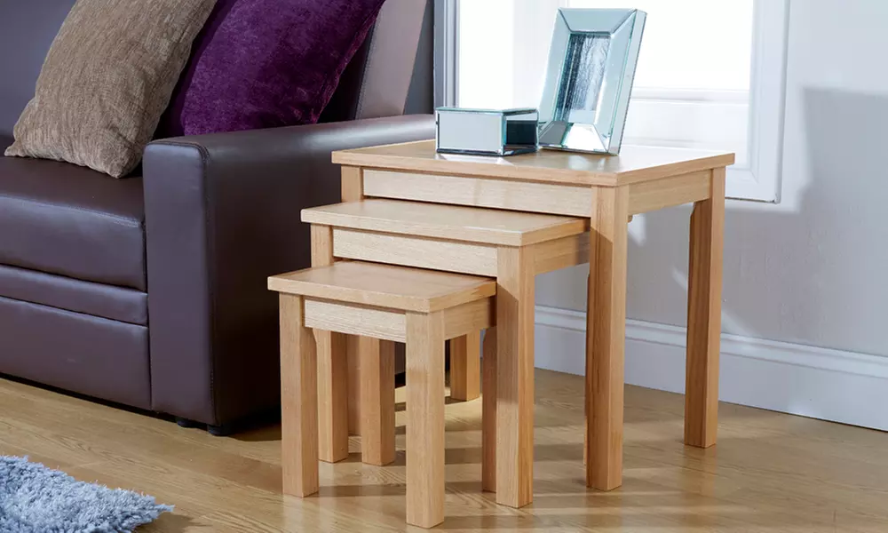 Oakwood Nest of Three Tables for £49 With Free Delivery (55% Off) - Primary Image