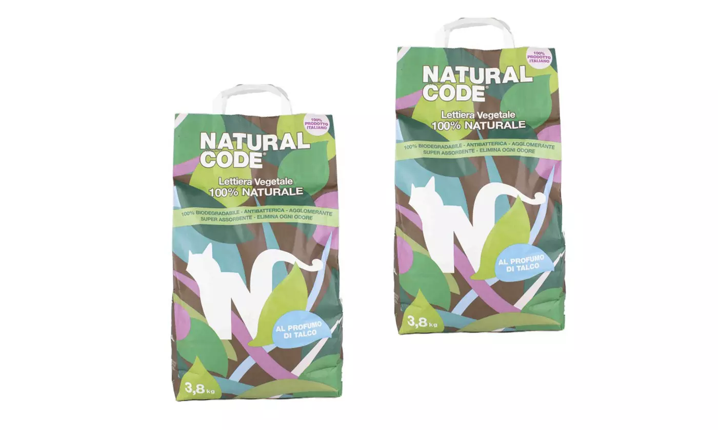 Lettiera per gatti in sacchetto bentonite o vegetale Natural Code