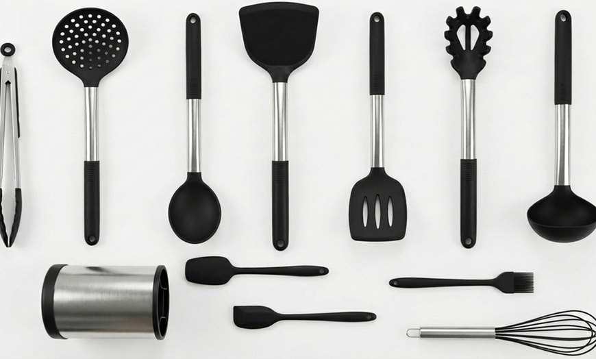 Image 9: Set d'ustensiles de cuisine en silicone 12 pièces avec support