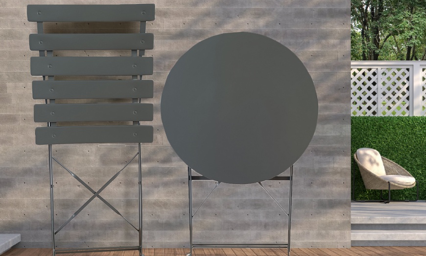 Image 5: Folding Metal Bistro Garden Furniture Set