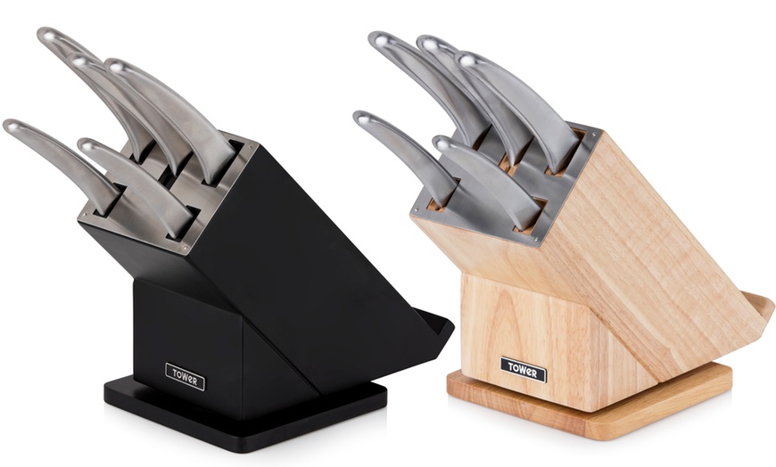 Image 1: Tower 5-Pc Rotating Knife Block