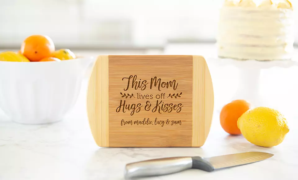 One, Two, Three, or Five Personalized Two-Tone Bamboo Cutting Boards for Mom from Qualtry (Up to 86% Off) - Primary Image