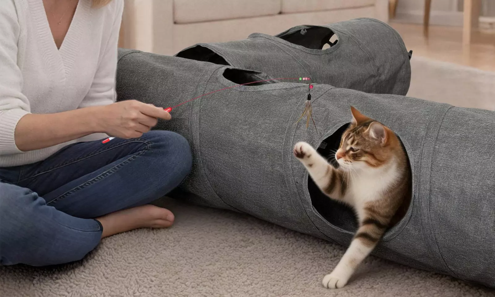 Skylos Modular Cat Tunnel 3-Piece Foldable Play Tunnel Set