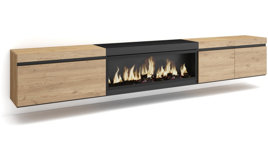 Image 11: Mueble TV '' Cozy'' con Chimenea Eléctrica XXL opcional y almacenaje